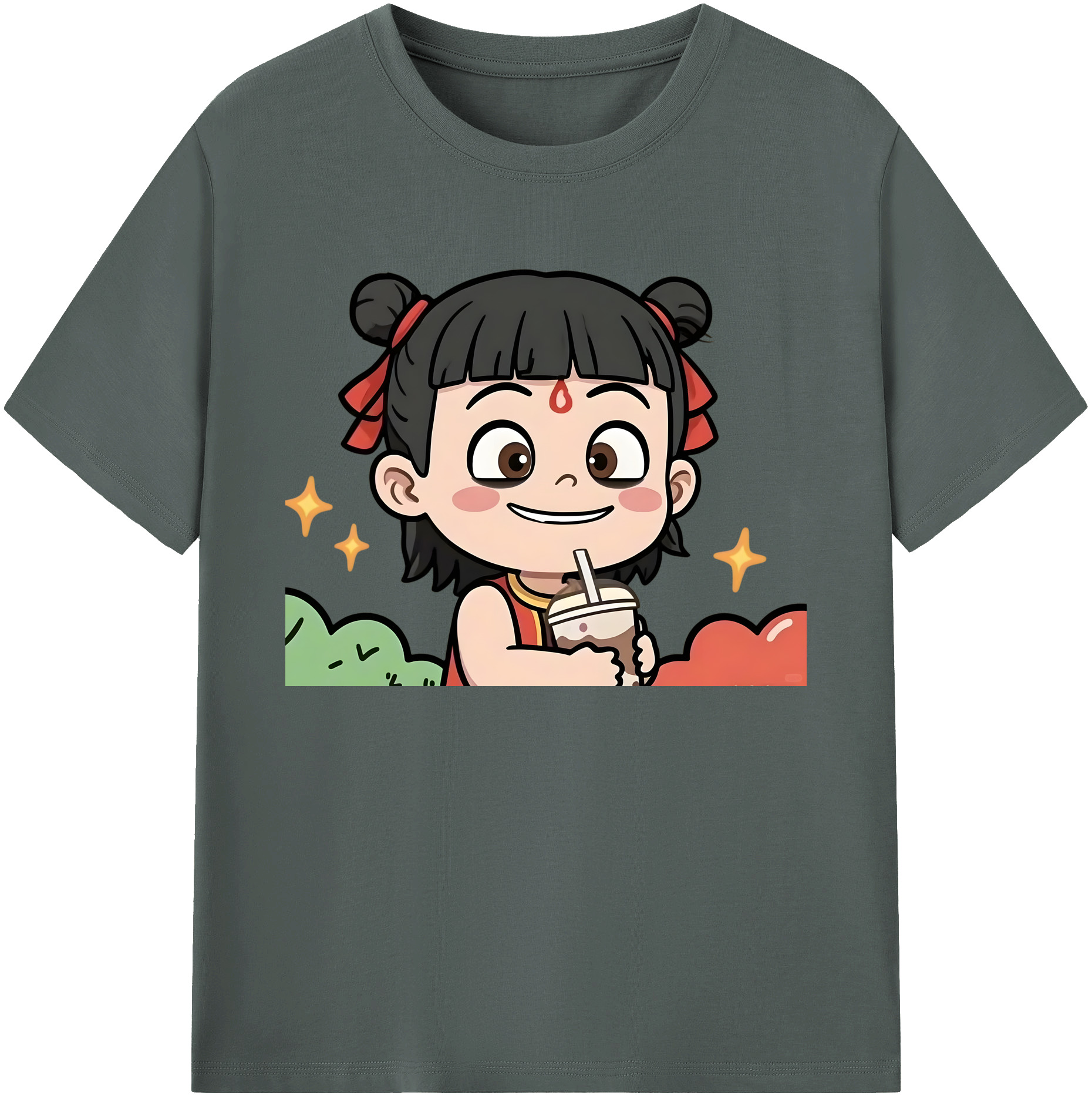 （画像用） Ne Zha 2 ナタ 魔童の大暴れ 綿100％ メンズ半袖Tシャツ｜肌触りやわらか＆通気性